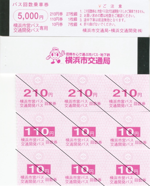 【新品未使用】横浜市営バス回数券 5000円